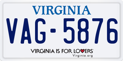 VA license plate VAG5876