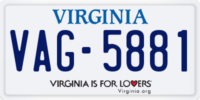 VA license plate VAG5881