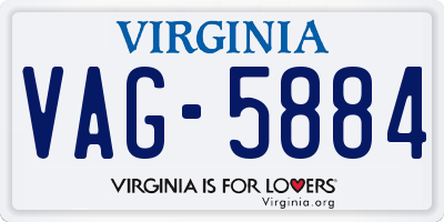 VA license plate VAG5884