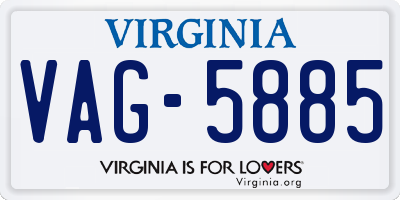 VA license plate VAG5885