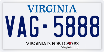 VA license plate VAG5888