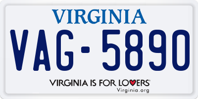 VA license plate VAG5890