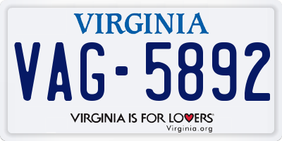 VA license plate VAG5892