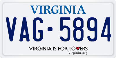 VA license plate VAG5894