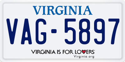 VA license plate VAG5897