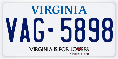 VA license plate VAG5898