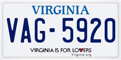 VA license plate VAG5920