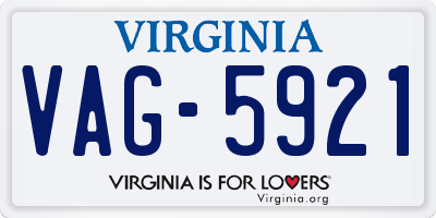 VA license plate VAG5921