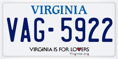 VA license plate VAG5922