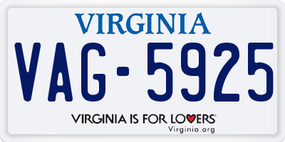 VA license plate VAG5925