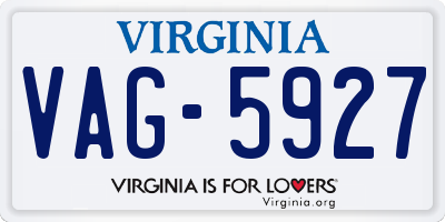 VA license plate VAG5927