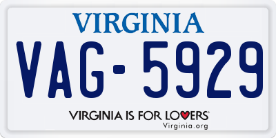 VA license plate VAG5929