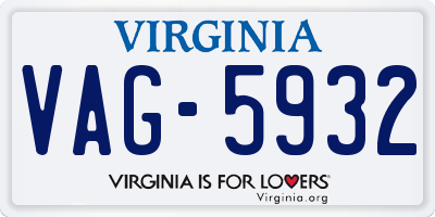 VA license plate VAG5932