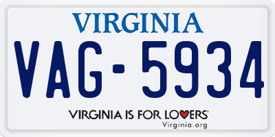 VA license plate VAG5934
