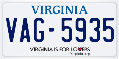 VA license plate VAG5935