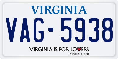 VA license plate VAG5938