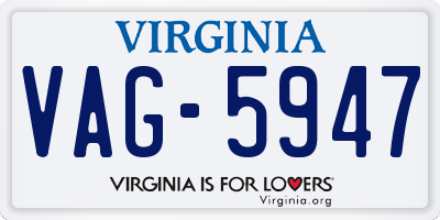 VA license plate VAG5947