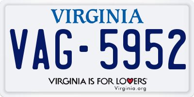 VA license plate VAG5952