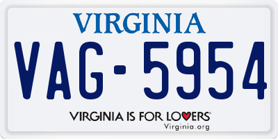 VA license plate VAG5954