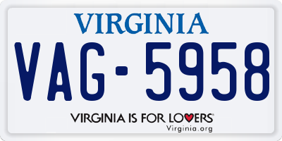 VA license plate VAG5958