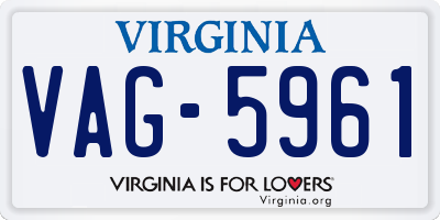 VA license plate VAG5961