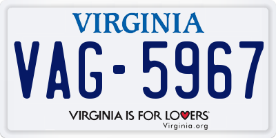 VA license plate VAG5967