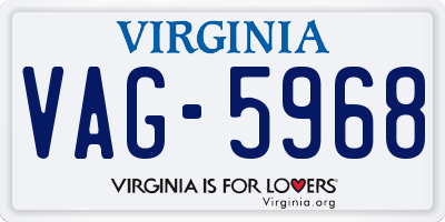 VA license plate VAG5968