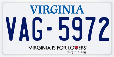 VA license plate VAG5972