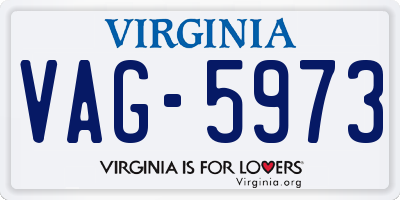 VA license plate VAG5973