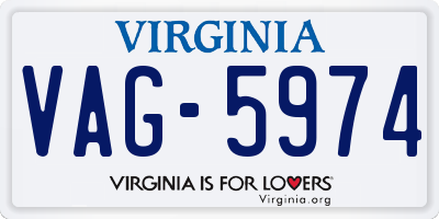 VA license plate VAG5974