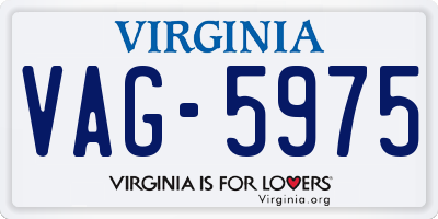 VA license plate VAG5975
