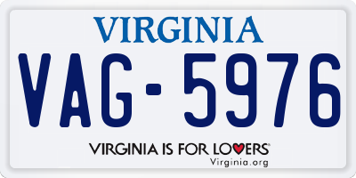 VA license plate VAG5976