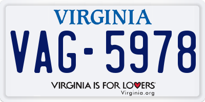 VA license plate VAG5978