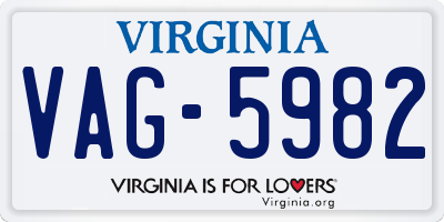 VA license plate VAG5982