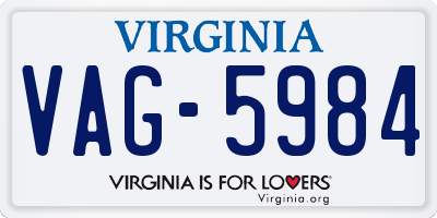 VA license plate VAG5984
