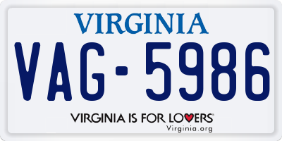 VA license plate VAG5986