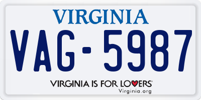 VA license plate VAG5987