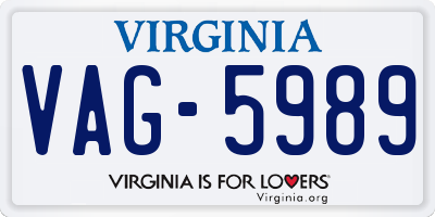 VA license plate VAG5989