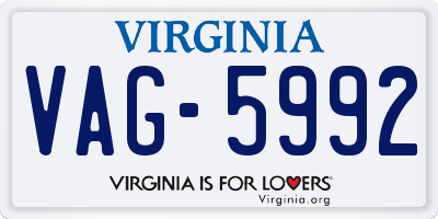 VA license plate VAG5992