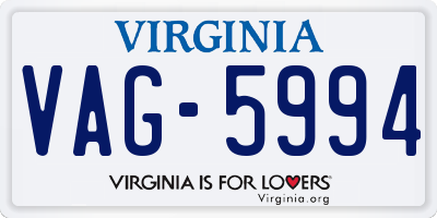 VA license plate VAG5994