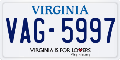 VA license plate VAG5997