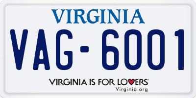VA license plate VAG6001