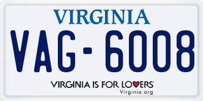 VA license plate VAG6008