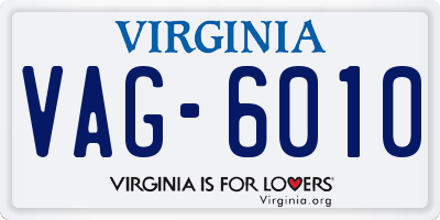 VA license plate VAG6010