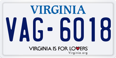 VA license plate VAG6018