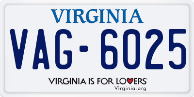 VA license plate VAG6025