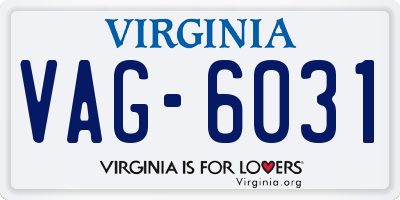 VA license plate VAG6031