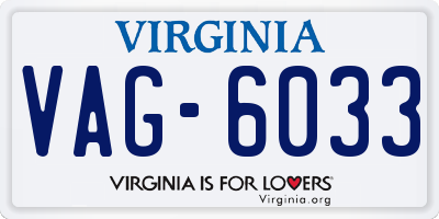VA license plate VAG6033