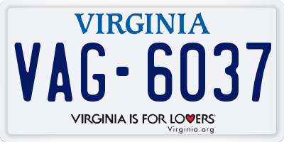 VA license plate VAG6037