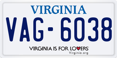 VA license plate VAG6038